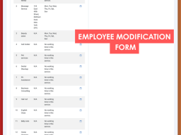 Employee modification form